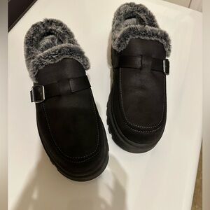 Skechers Black Fur-Lined Slip-Ons